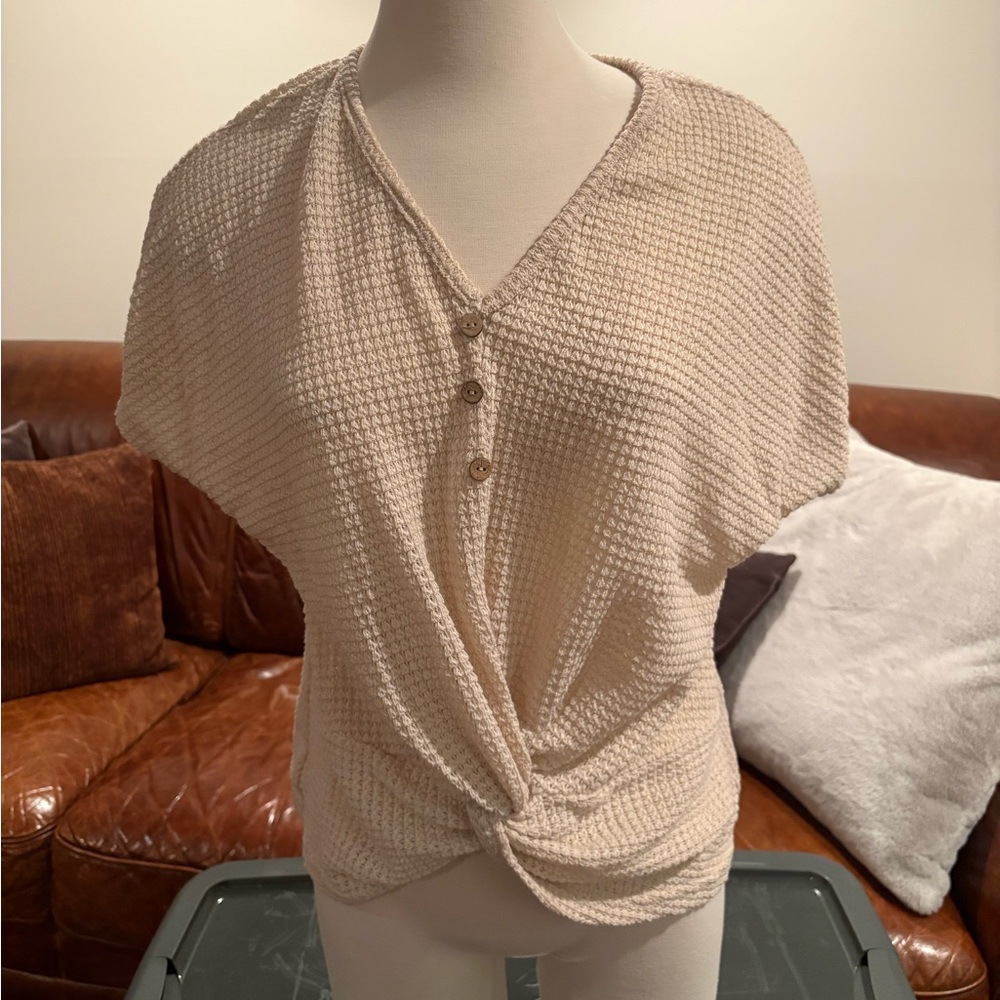 Cream Textured Women's Top